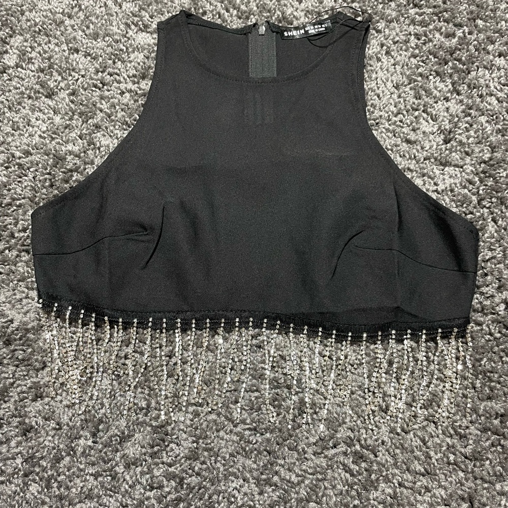Bedazzled black crop top